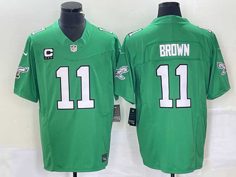 Men's Philadelphia Eagles #11 AJ Brown Green C Patch 2023 FUSE Vapor Limited Throwback Stitched Jersey,We sell and wholesale Men's Philadelphia Eagles #11 AJ Brown Green C Patch 2023 FUSE Vapor Limited Throwback Stitched Jersey on line form chian!